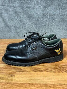 FootJoy MyJoys Mens WVU Mountaineers Black Leather Spikeless Golf Shoes 7.5M